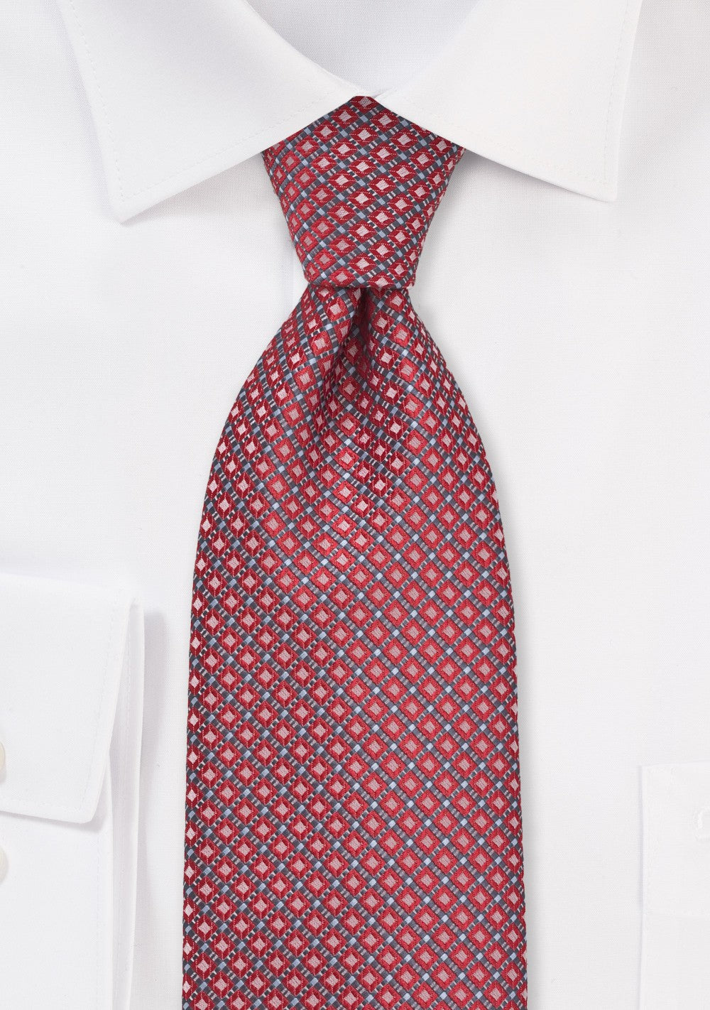 Red and Silver Geometric Tie