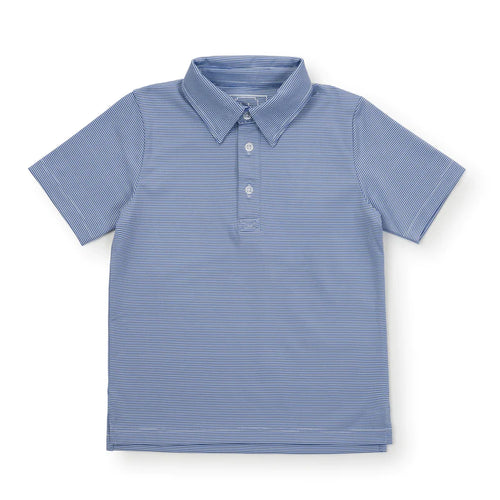 Lila & Hayes Will Performance Polo-Blue/White Stripe