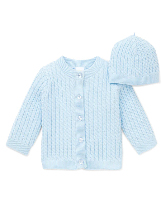 Little Me Light Blue Cable Sweater
