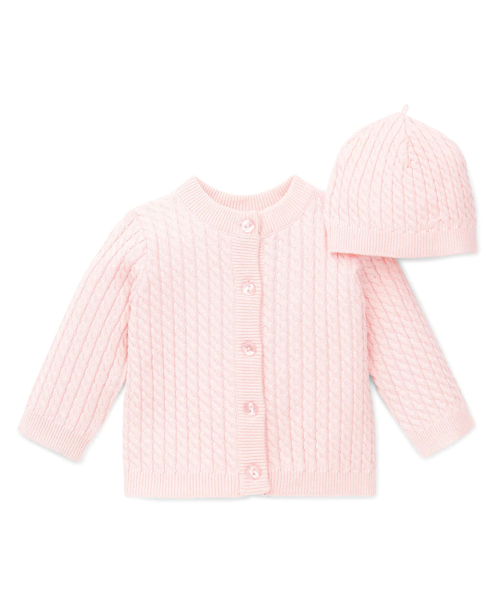 Little Me Light Pink Cable Sweater