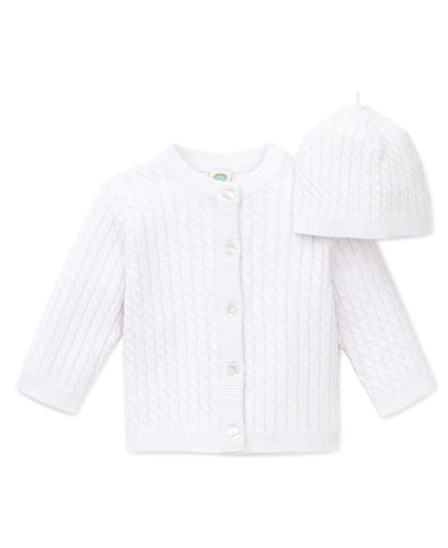 Little Me White Cable Sweater