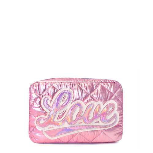 OMG Love Metallic Quilted Pouch