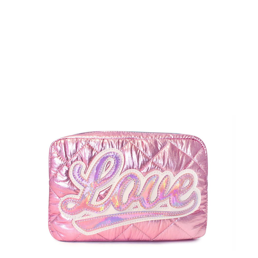 OMG Love Metallic Quilted Pouch