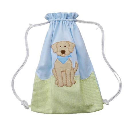 Zuccini Labrador Knit Drawstring Bag-Blue