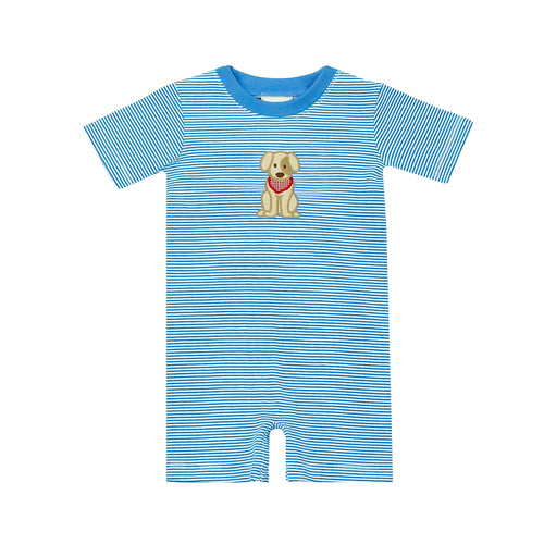 Zuccini Lab Applique Romper-Blue Stripe