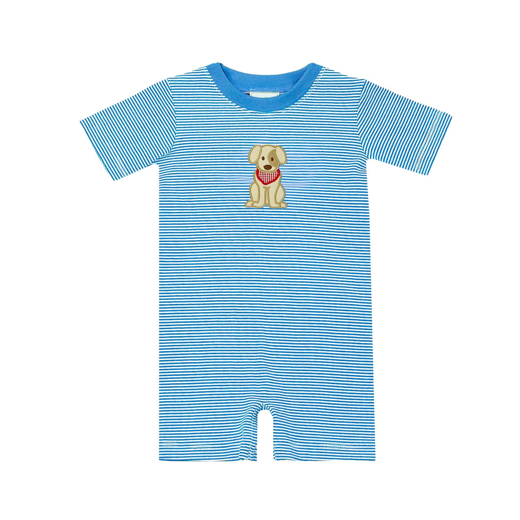 Zuccini Lab Applique Romper-Blue Stripe