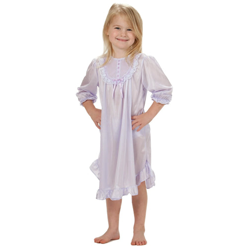 Laura Dare Lilac Traditional L/S Nylon Nightgown