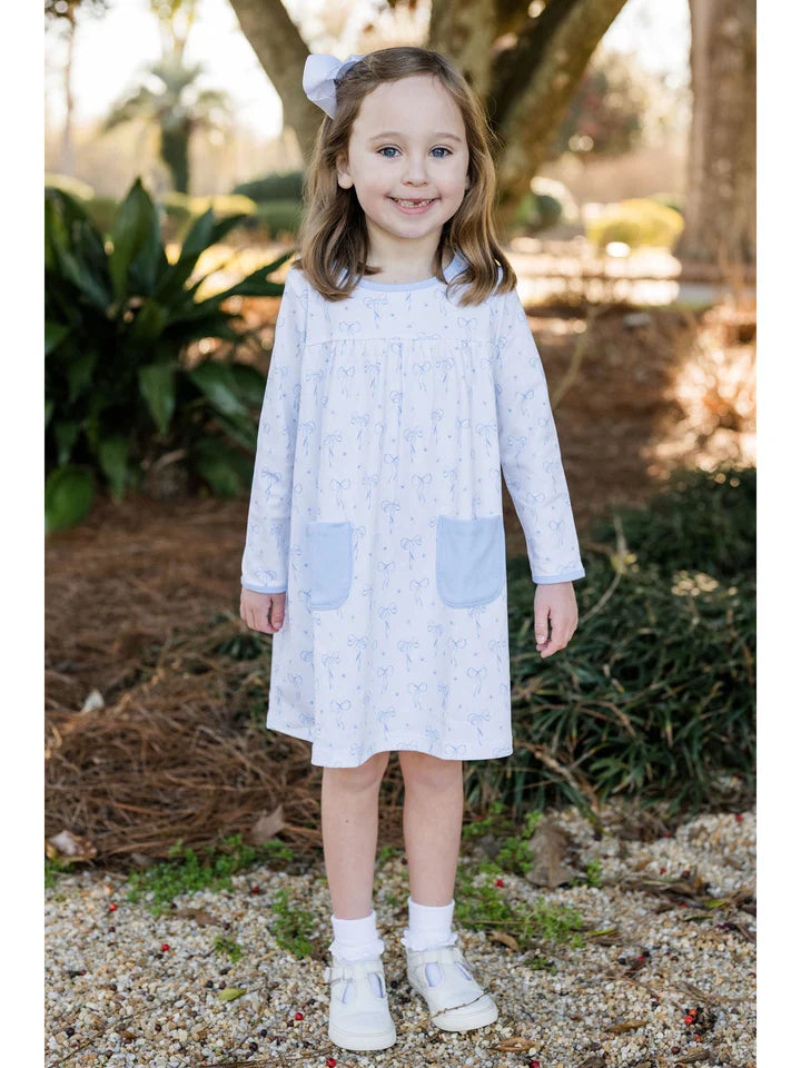 James & Lottie Blue Bows Lennon Dress