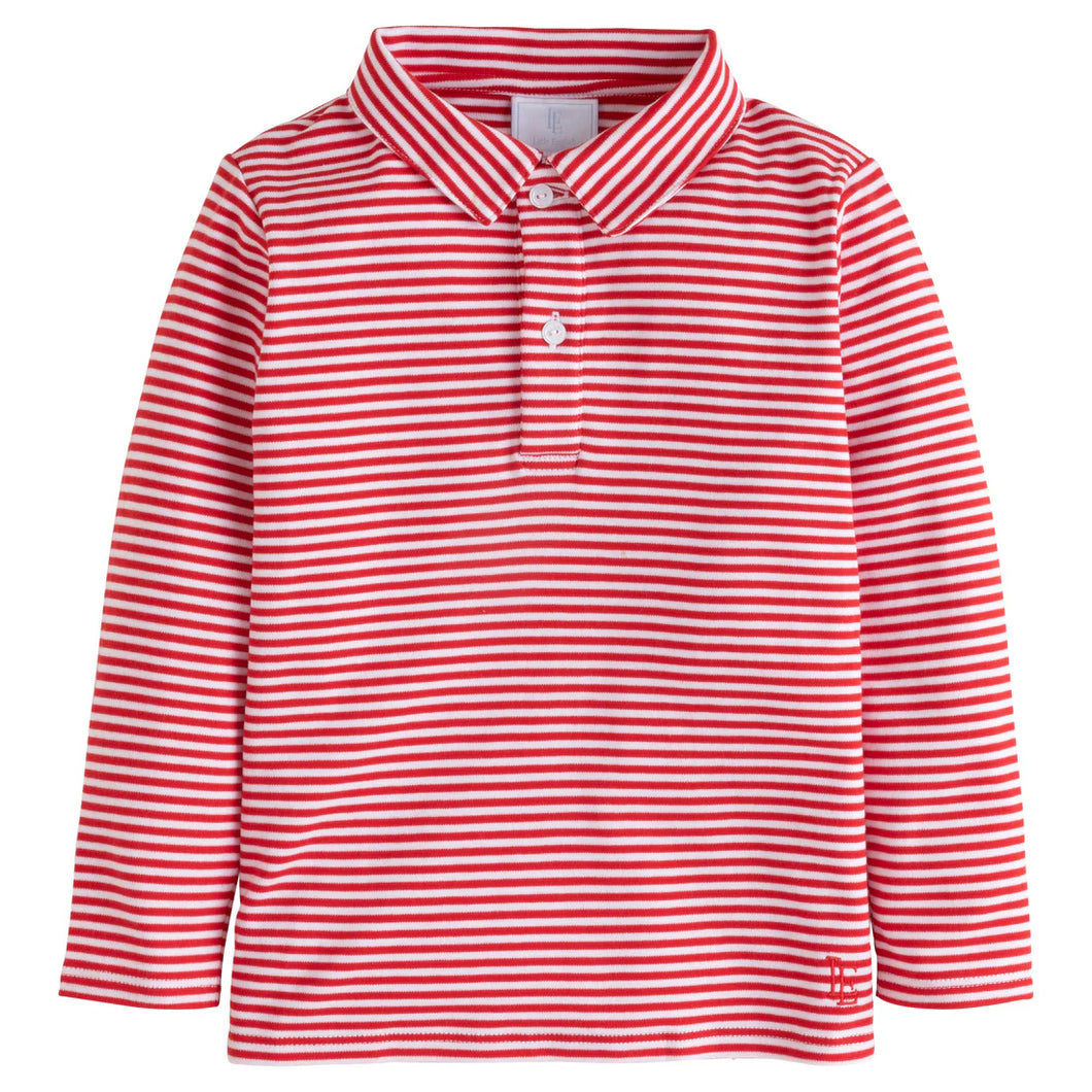 LE L/S Polo-Red Stripe