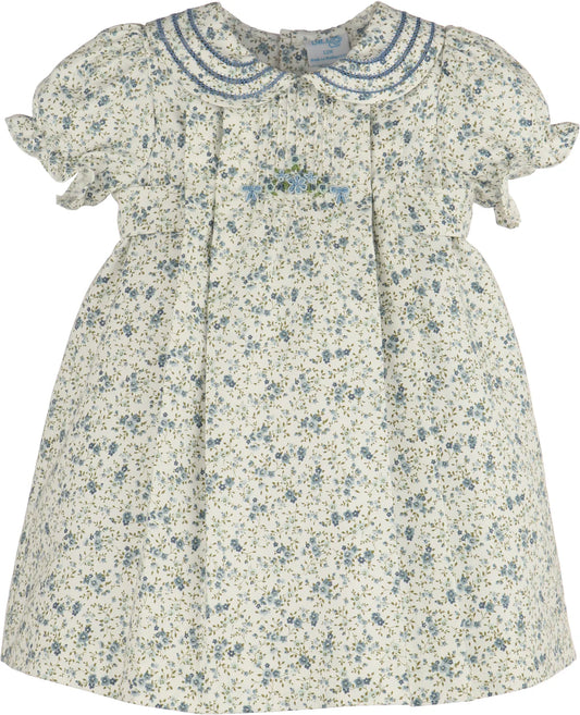 Luli & Me Fallen Leaves Wreath Dress-Blue