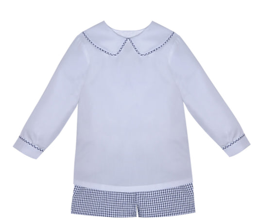 RN Madison Boy L/S Short Set-Navy Square