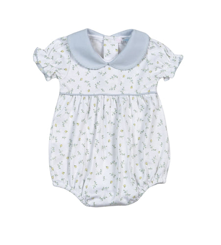 Baby Loren Mia Blue Floral Pima S/S Bubble