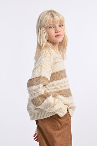 Molly Bracken Cream/Tan Striped Sweater
