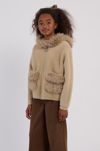 Molly Bracken Beige/Fur Sweater Jacket