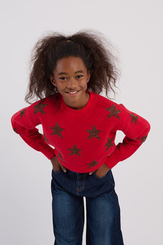 Molly Bracken Red/Silver Star Sweater