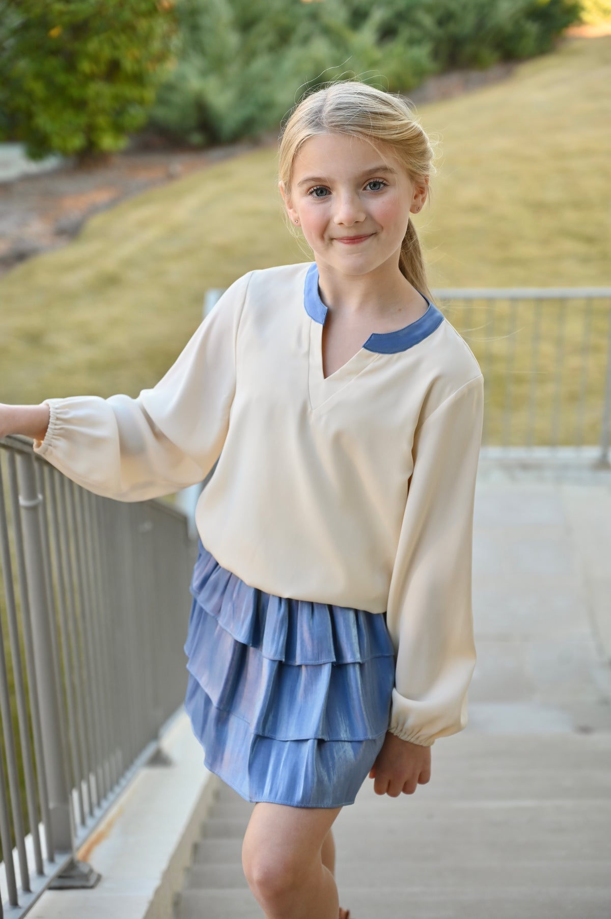 Pleat Blue Shimmer Luna Skirt
