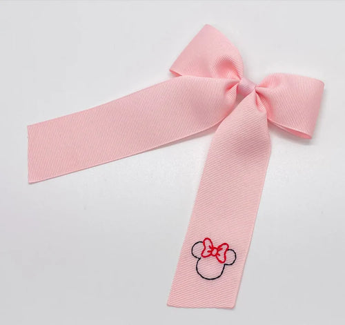 W & W Pink Minnie Bow w/ Tails