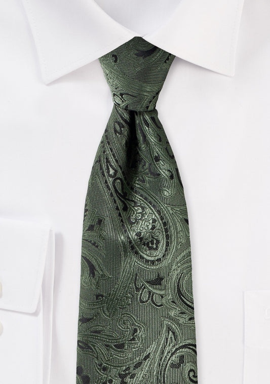 Moss Hued paisley Tie
