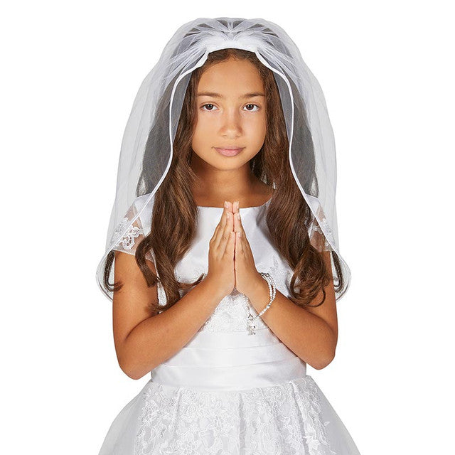 Autom Satin Trim Fist Communion Veil