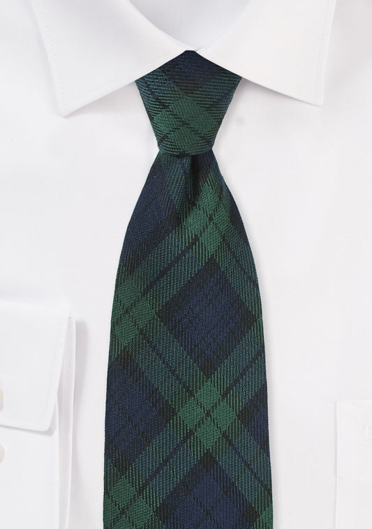 Navy and hunter Green Tartan Plaid Tie