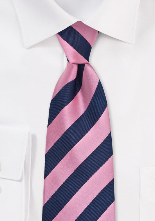 Navy/Rose Striped Tie