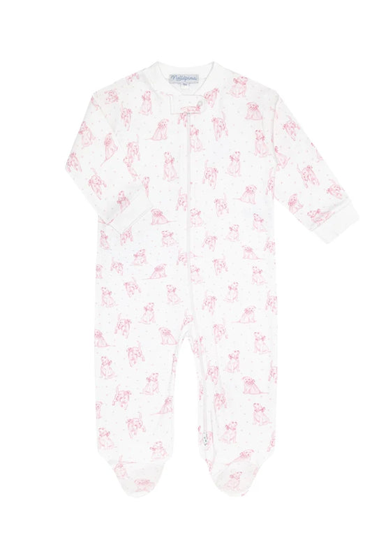 Puppy Love Print Zipper Footie
