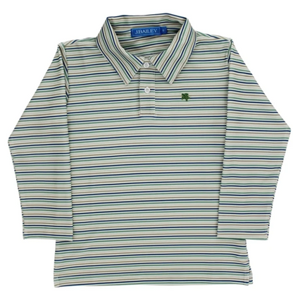 Bailey Boys L/S Striped Performance Polo, Olive