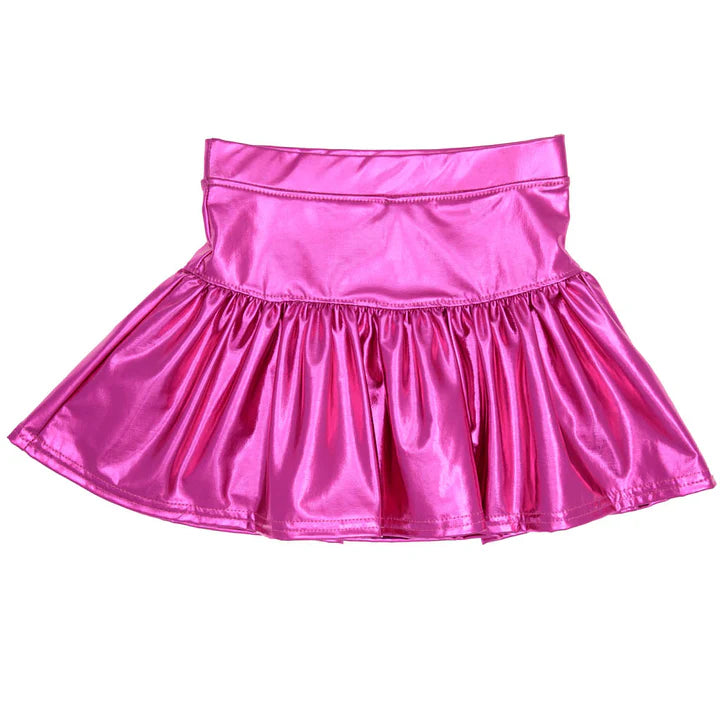 Azarhia Slick Metallic Skort-Hot Pink