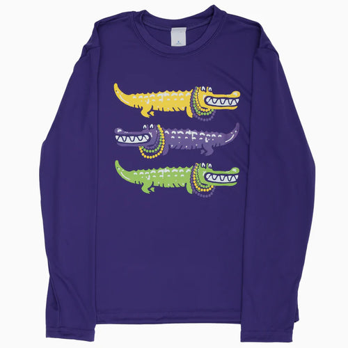 Azarhia Mardi Gras Alligator Dri Fit L/S Shirt