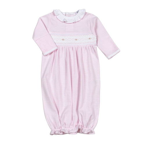 Baby Loren Sally Pink Stripes Smocked Gown