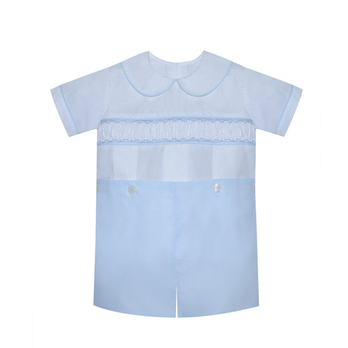 P&R Percy White/Blue Smocked Button on Short