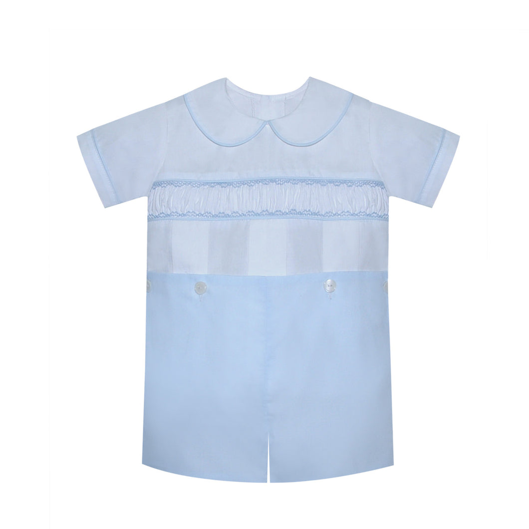 P&R Percy White/Blue Smocked Button on Short