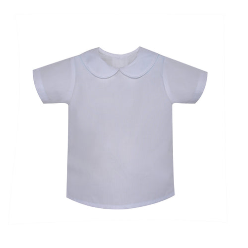 RN Boy SS White Piped Shirt
