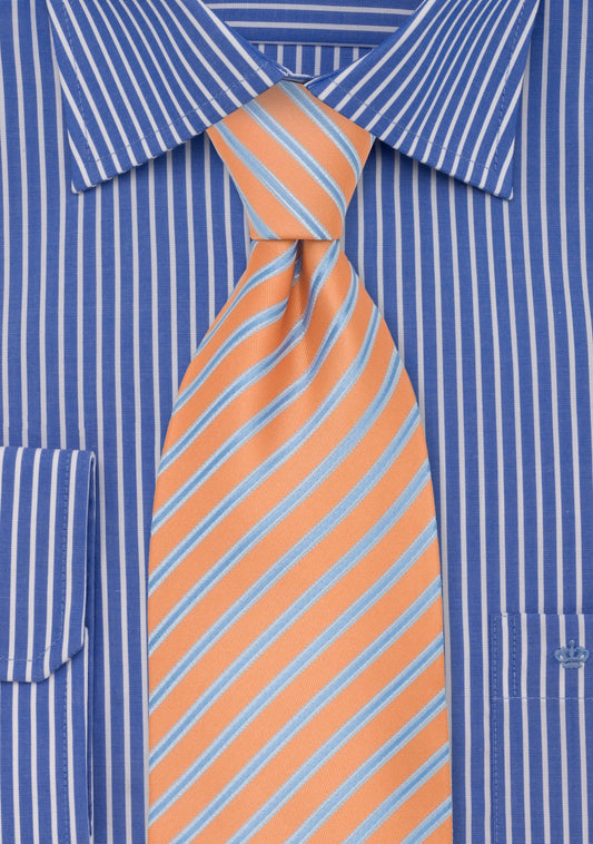 Peach Orange/Blue Striped Tie