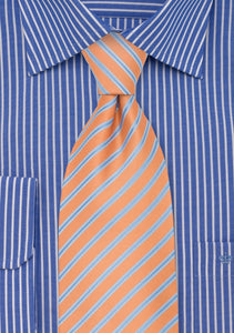 Peach Orange/Blue Striped Tie