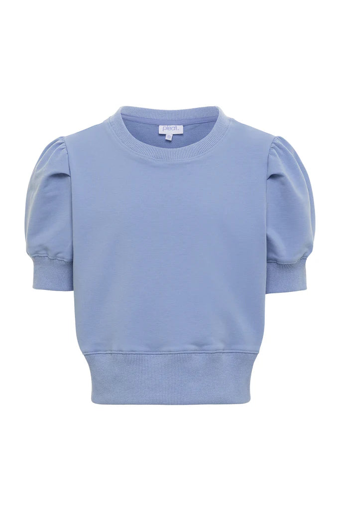 Pleat Riley Sweatshirt-Cornflower