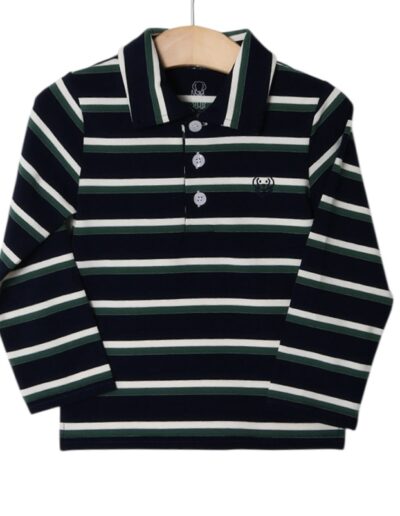 Millie Jay Emmett L/ S Shirt-Navy/Green Stripe