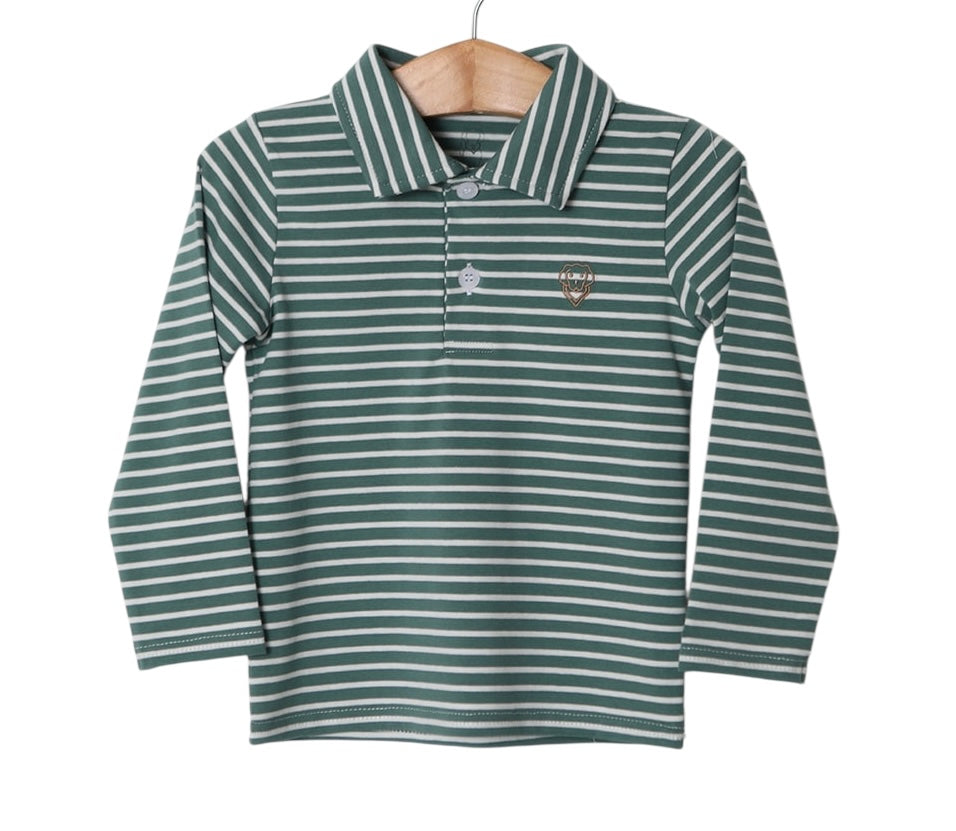 Millie Jay Weston L/S Shirt-Green Stripe