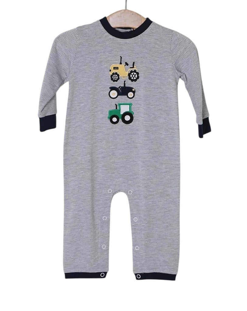 Millie Jay Tractor Trio Applique Boys Romper
