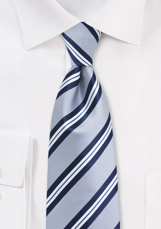 Silver and Navy Striped Tie