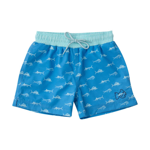 Prodoh Marina Blue Fish Print Swim Trunks