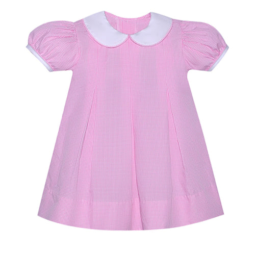 RN Reese Gingham Pleat Dress-Med Pink