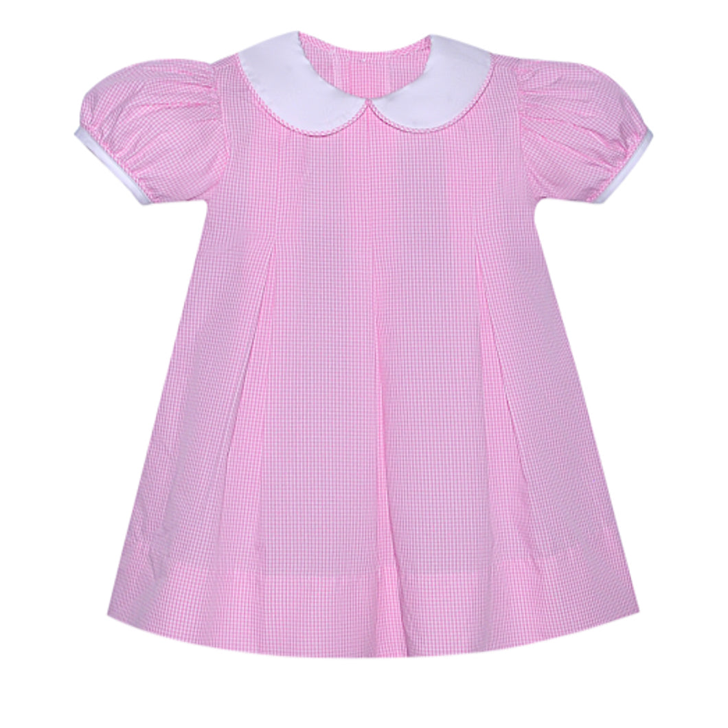 RN Reese Gingham Pleat Dress-Med Pink