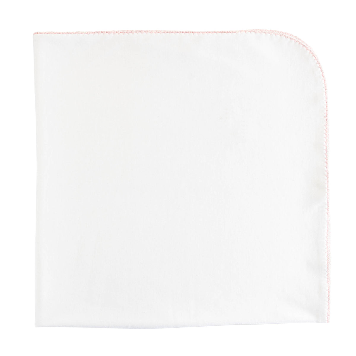 BCC White Receiving Blanket/Pink Crochet Trim