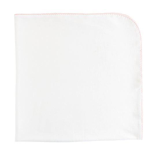 BCC White Receiving Blanket/Pink Crochet Trim