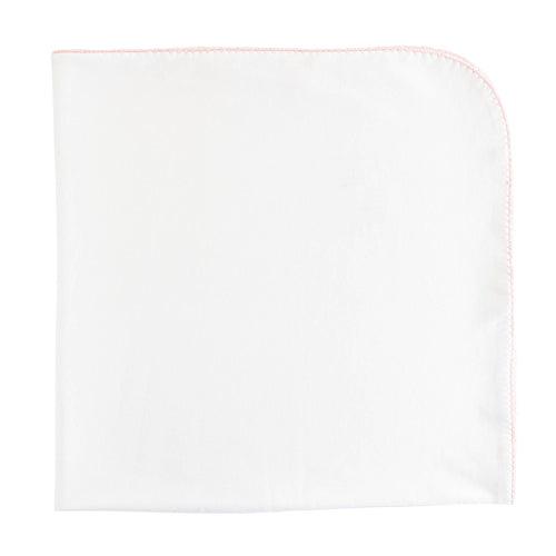 BCC White Receiving Blanket/Pink Crochet Trim