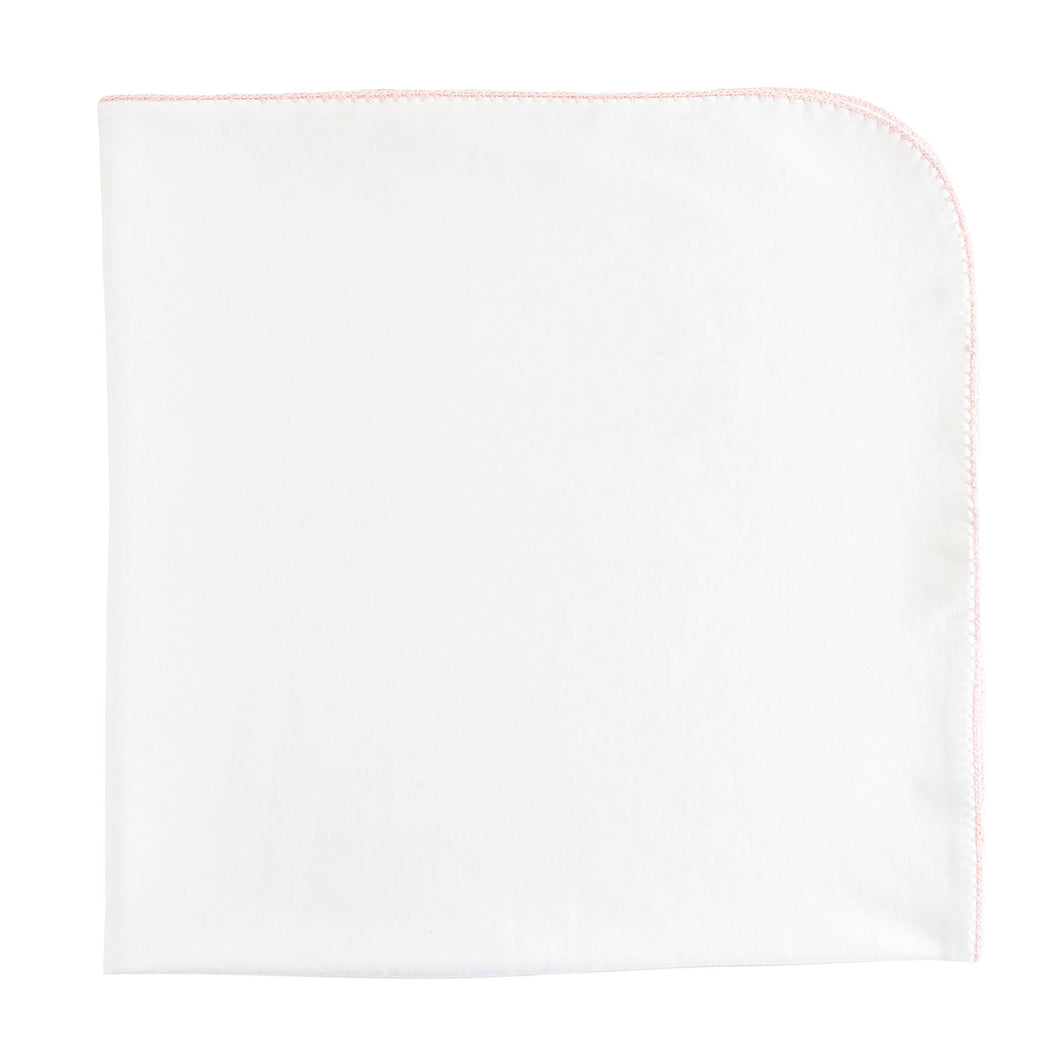 BCC White Receiving Blanket/Pink Crochet Trim