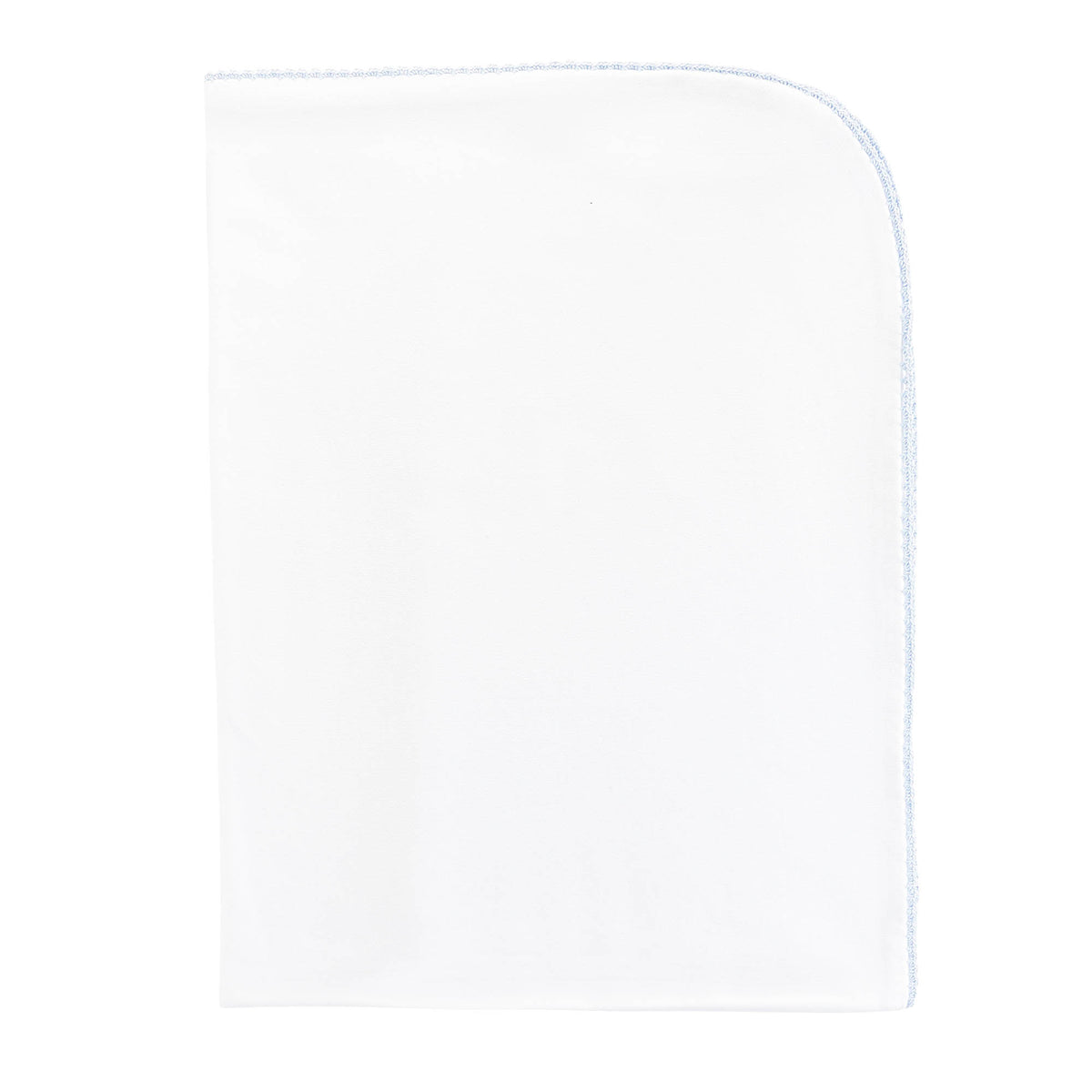 BCC White Receiving Blanket/Blue Crochet Trim