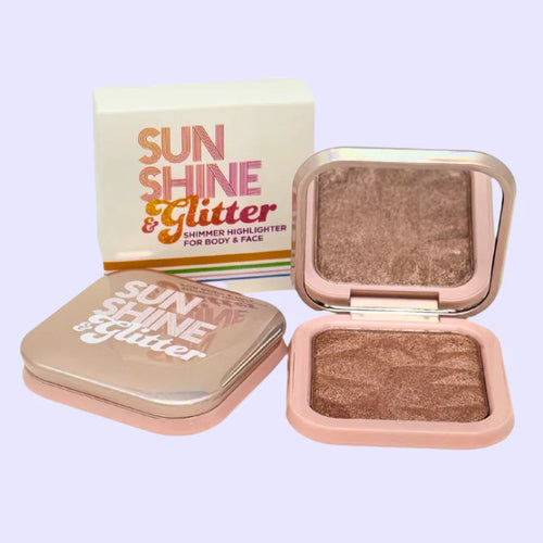 Sunshine & Glitter Highlighter Shimmer Compact-Rose Gold