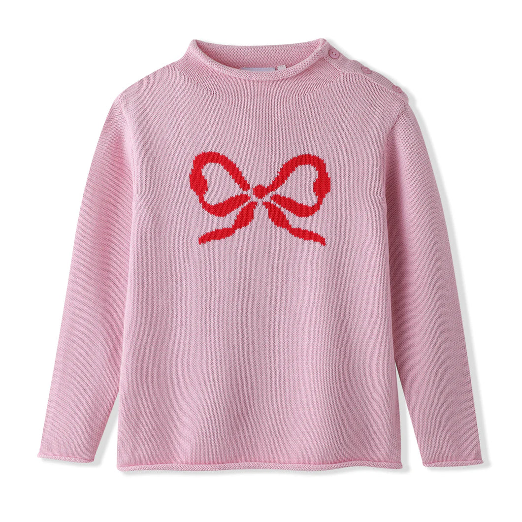 Swoon Baby Pink W/ Red Bow Sweater